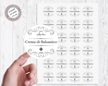 24 Stück personalisierte Sticker Aufkleber 4cm z.B Balsamico, Kräutersalz, Marmelade, Handmade von Lüttentüddel -